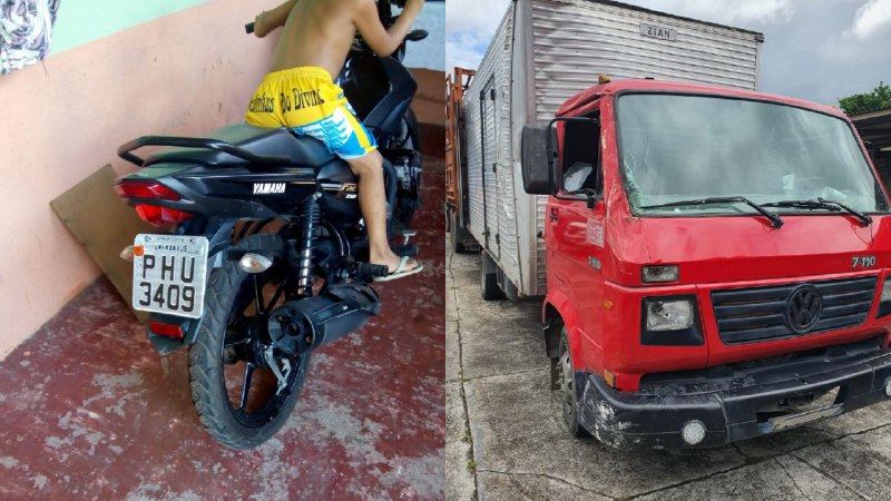 Dupla rouba motocicleta durante fuga após furto de caminhão em Manaus