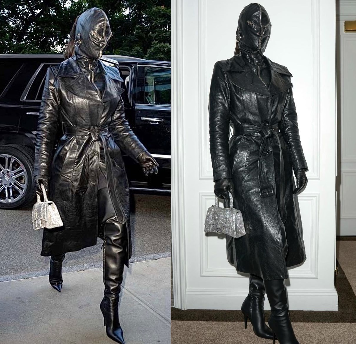 Kim Kardashian aterroriza em look bizarro com zíperes nos olhos