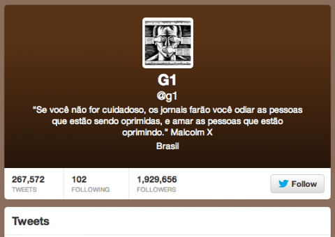 Perfil do G1 no Twitter com quase 2 milhões de seguidores é hackeado
