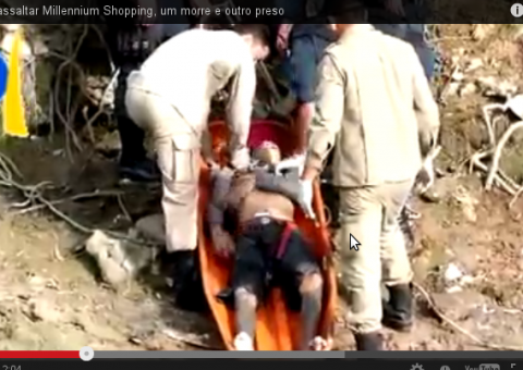 Video mostra resgate de bandido morto ao tentar assaltar shopping Millennium