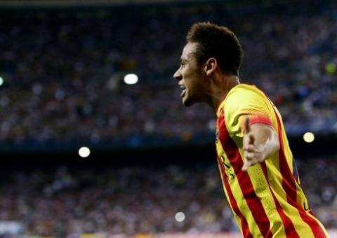 Neymar marca 1º gol oficial pelo Barça contra Atlético de Madri