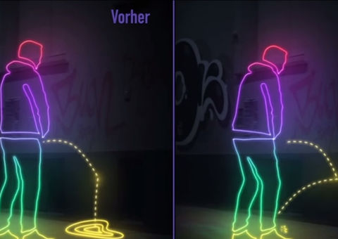 Na Alemanha, paredes são pintadas com tinta que rebate o xixi no mijão