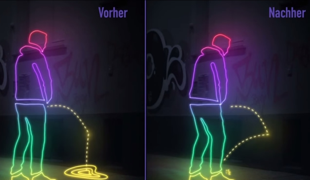 Na Alemanha, paredes são pintadas com tinta que rebate o xixi no mijão