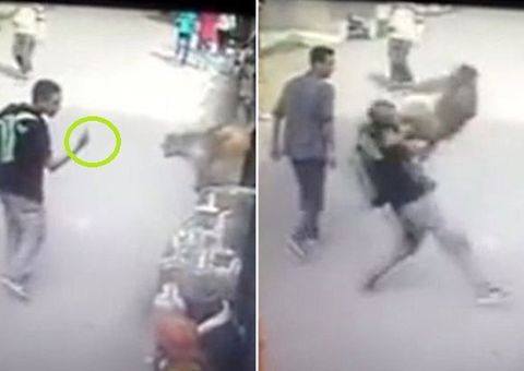 Vídeo se torna viral ao mostrar homem pegando 'voadora' de macaco após fazer gesto obsceno para o animal