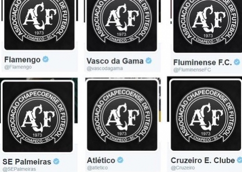 Times brasileiros mudam foto de perfil pelo escudo da Chapecoense