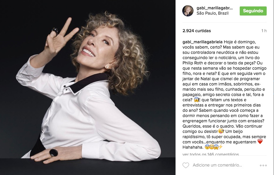 Marília Gabriela faz desabafo nas redes sociais