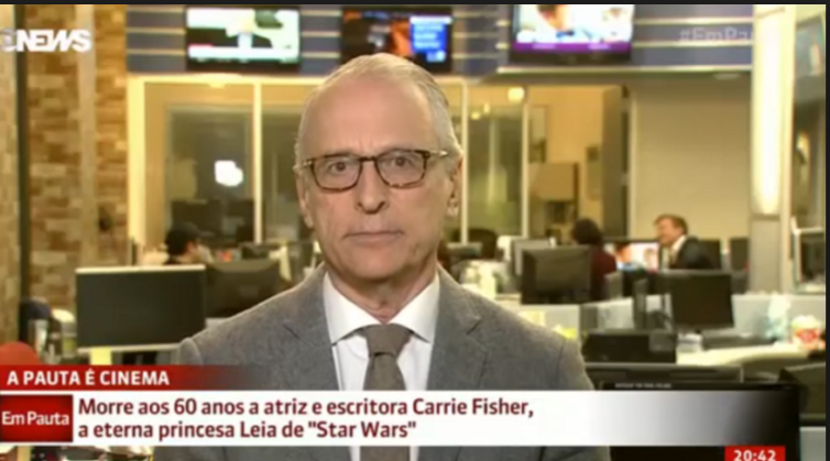 Jorge Pontual pede desculpas por piada sobre a morte de Carrie Fisher e lamenta