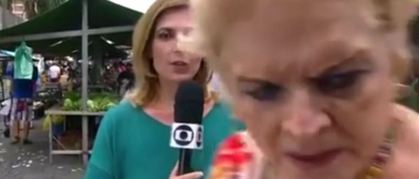 Senhora entra na frente da câmera de link ao vivo da Globo e bomba na internet