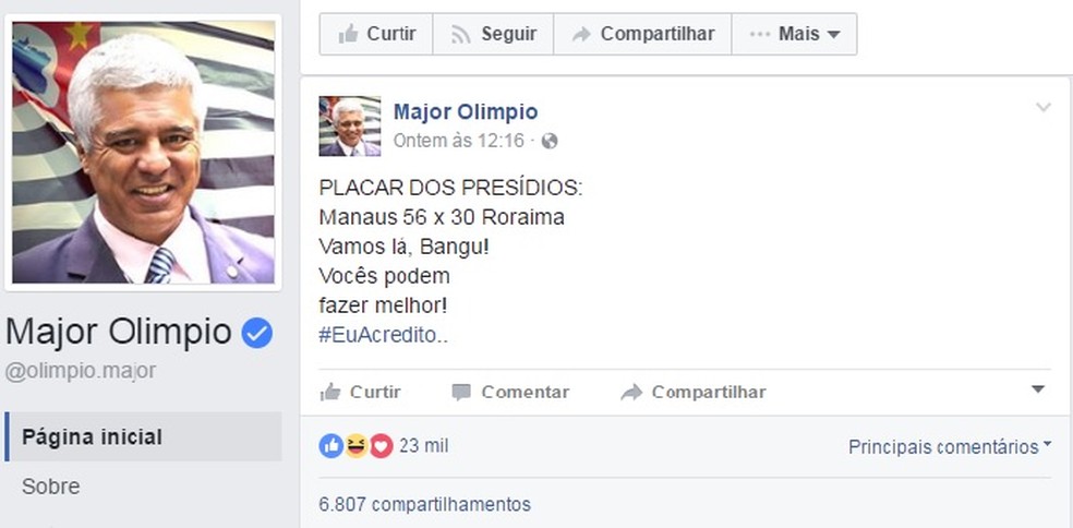 Após massacre em presídios deputados dispara: 'Vamos lá, Bangu! Vocês podem fazer melhor'