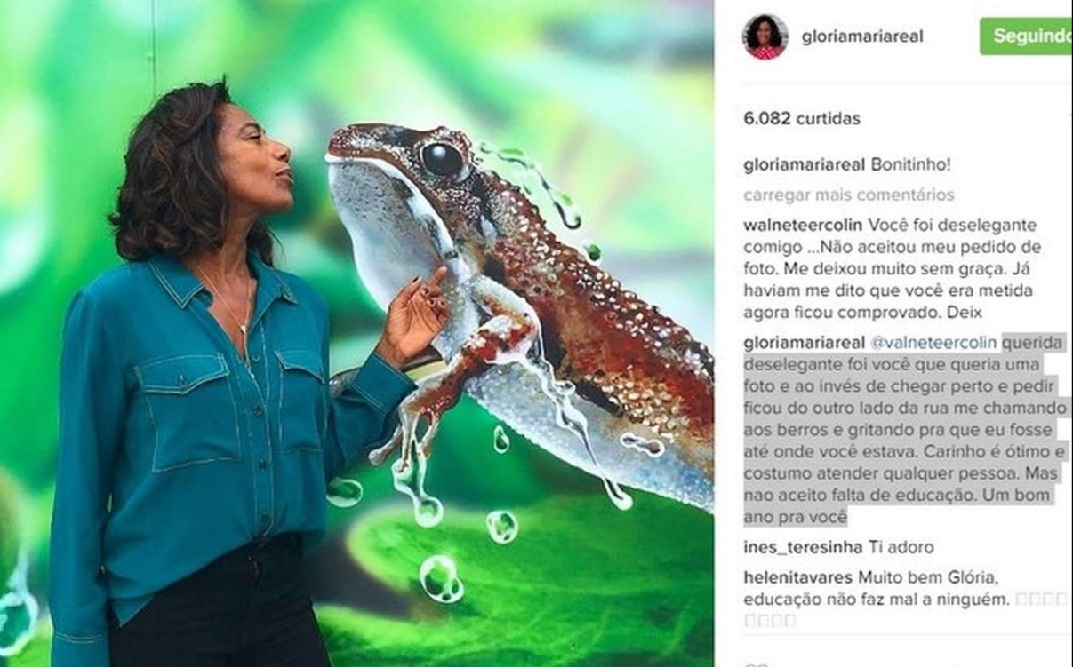 Glória Maria é chamada de metida e rebate crítica ‘não aceito falta de educação’