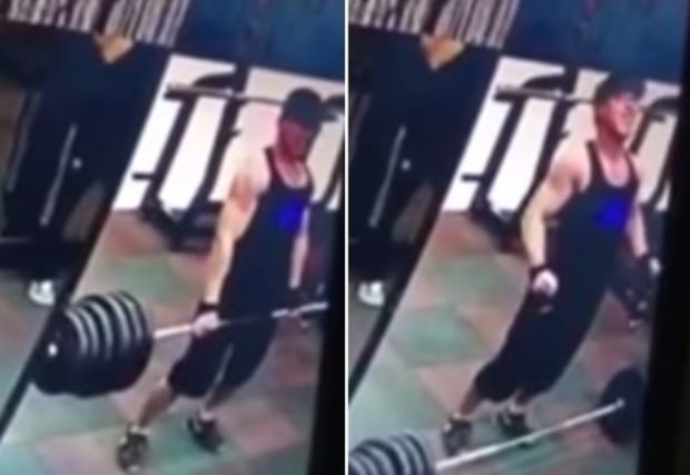 Homem faz levantamento de peso e o corpo parece quebrar 