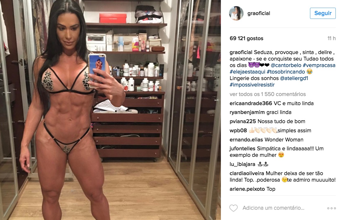 Gracyanne Barbosa posa com micro lingerie transparente ‘Seduza' 