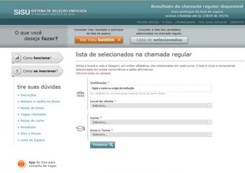 Resultado do Sisu já está disponível