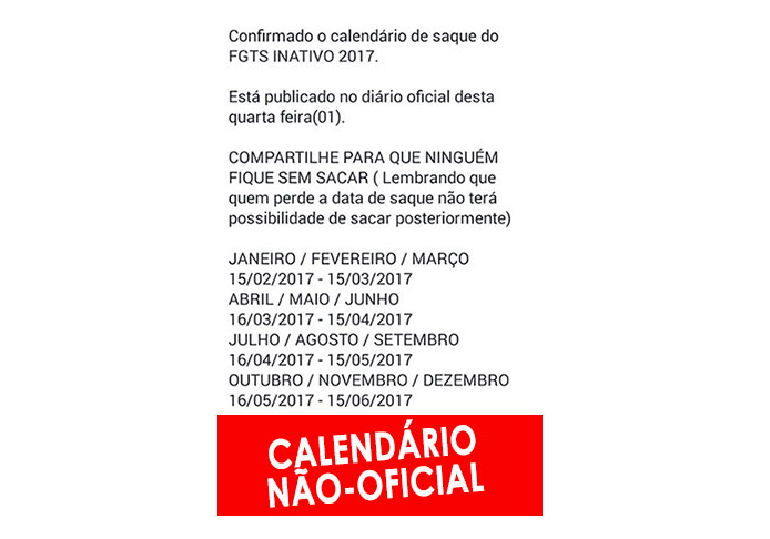 Caixa Econômica alerta sobre falso calendário de contas inativas do FGTS