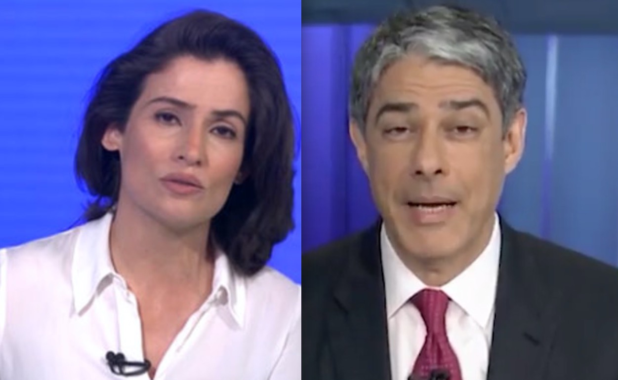 Renata Vasconcellos comete gafe no Jornal Nacional; Bonner dá risada e se dá mal em seguida 