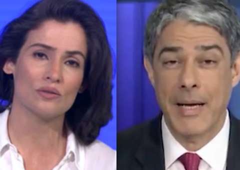 Renata Vasconcellos comete gafe no Jornal Nacional; Bonner dá risada e se dá mal em seguida 