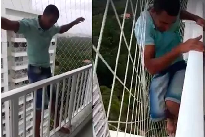 Vídeo do homem que se joga em tela de proteção viralizou 