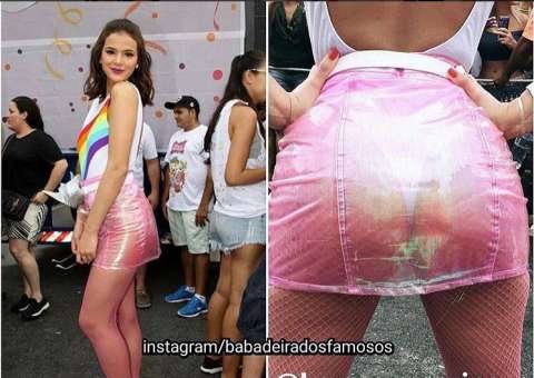 De fio-dental, Bruna Marquezine empina bumbum em bloco de rua