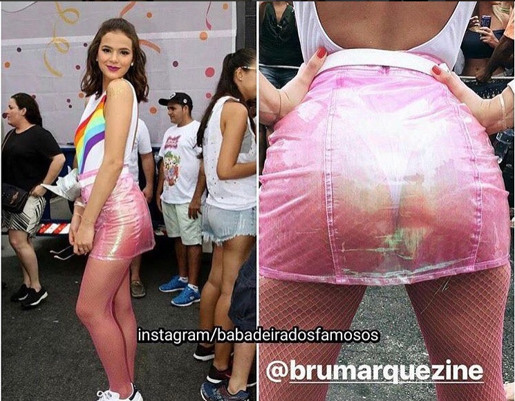 De fio-dental, Bruna Marquezine empina bumbum em bloco de rua