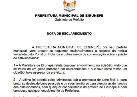 Prefeitura de Eirunepé nega envolvimento em caso de estelionato