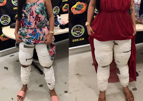 Com drogas amarradas na pernas, jovens são presas em flagrante no Aeroporto de Manaus