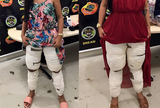 Com drogas amarradas na pernas, jovens são presas em flagrante no Aeroporto de Manaus