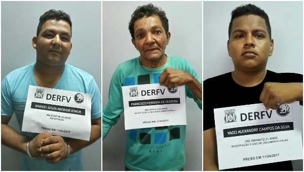 Trio é preso acusado de roubar e alterar carros em Manaus