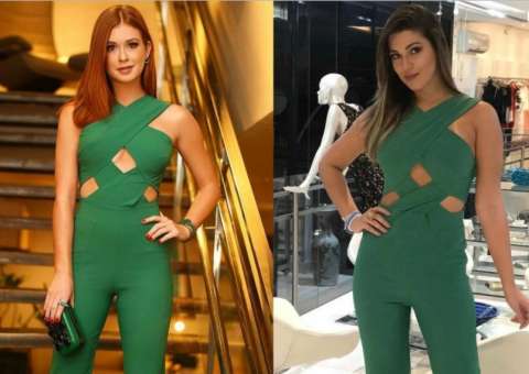 Ex-BBB Vivian esbanja elegância ao posar com look já usado por Marina Ruy Barbosa
