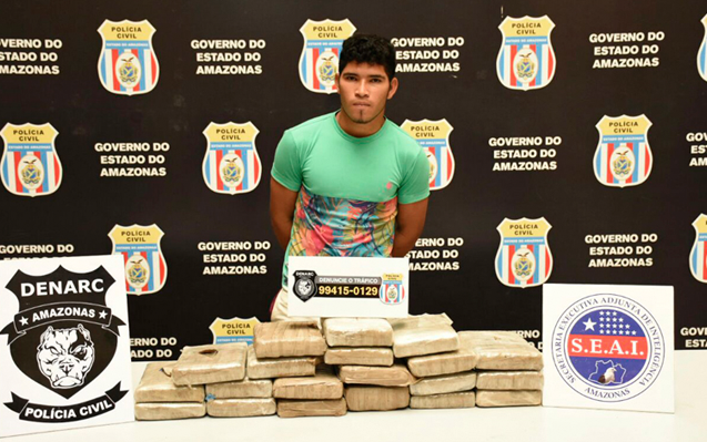 Em Manaus, jovem é preso acusado de transportar drogas avaliadas em R$ 140 mil