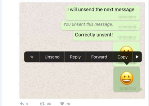 WhatsApp testa recurso para desfazer envio de mensagem 