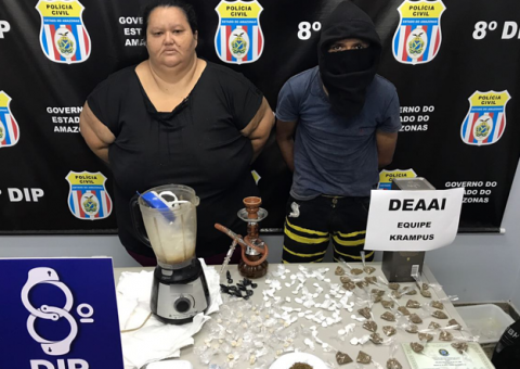Mulher é presa e adolescente apreendido suspeitos de comercializar drogas em Manaus