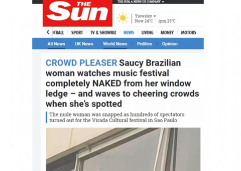 Fotos de brasileira nua bombam na internet após tabloide internacional divulgar