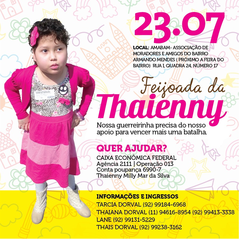 Feijoada beneficente busca recursos para o tratamento da doença rara de Thaienny 