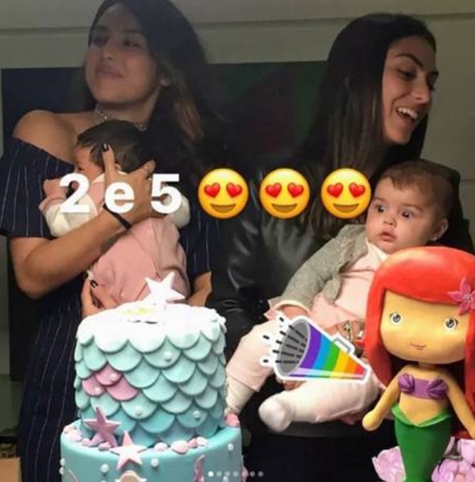 Yanna Lavigne e Bruno Gissoni comemoram dois meses da filha com festa