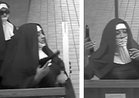 Vestida de freira, dupla armada tenta assaltar banco e é procurada pela polícia