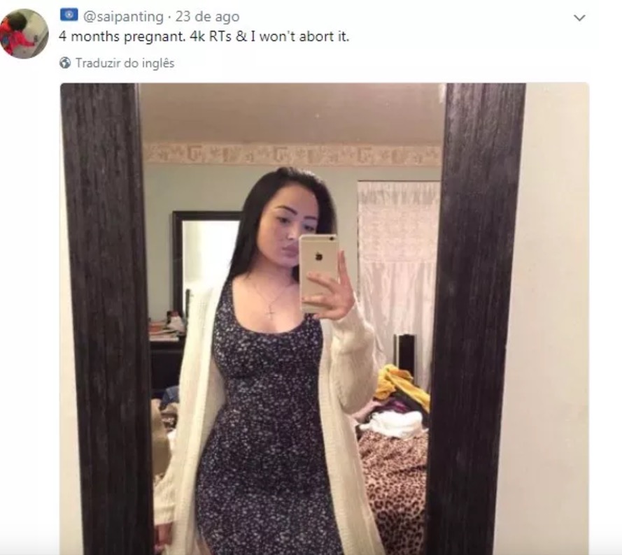 Mulher diz que está grávida e que vai abortar se não tiver 4 mil retuítes