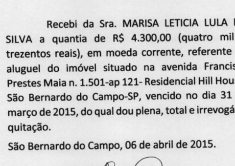 Defesa de Lula apresenta a Moro recibos de aluguel de cobertura em São Bernardo do Campo