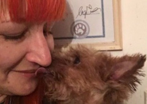 Mulher desiste dos homens e casa com seu cachorro 