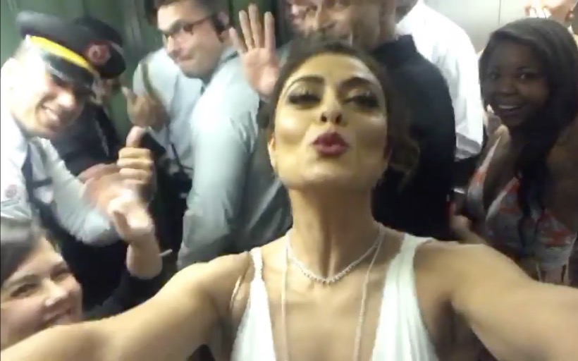 Juliana Paes e Marcelo Faria ficam presos em elevador 