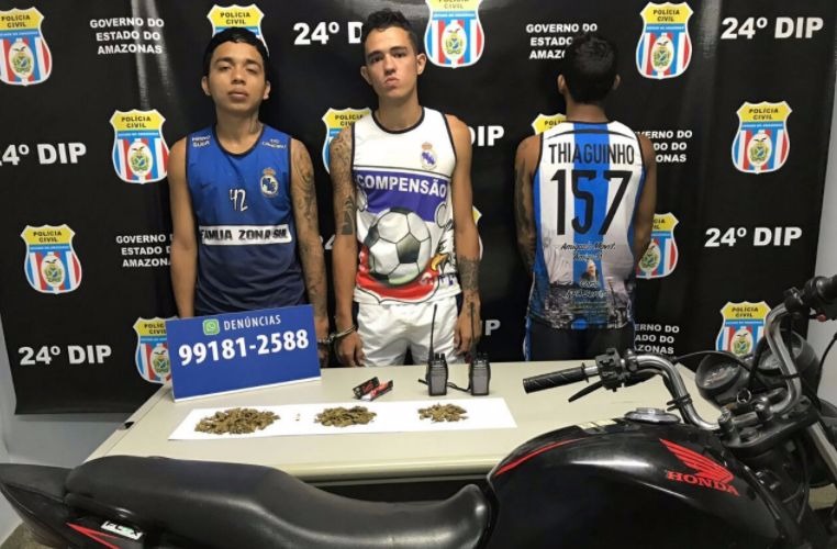 Trio suspeito de assaltos é preso com drogas após denúncia anônima em Manaus