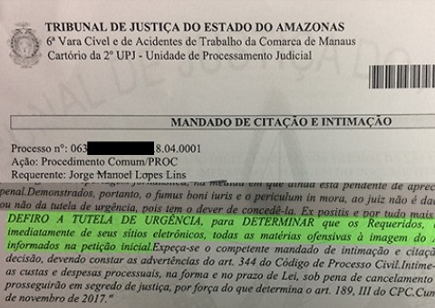 Justiça manda Portal do Holanda tirar do ar matérias sobre desembargador