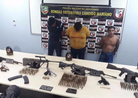 Após denúncia, trio é preso com fuzis e munições em sítio no Amazonas