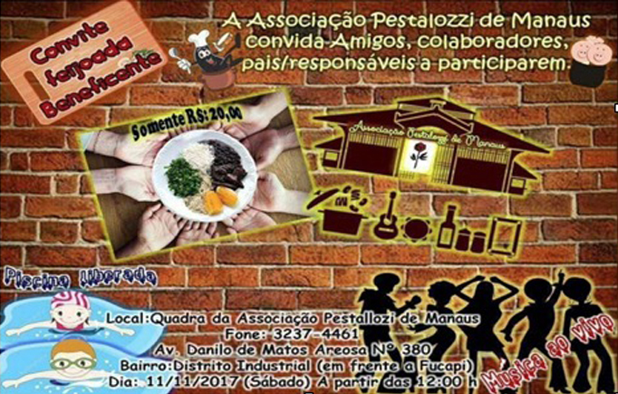 Pestalozzi do Amazonas faz feijoada beneficente neste sábado