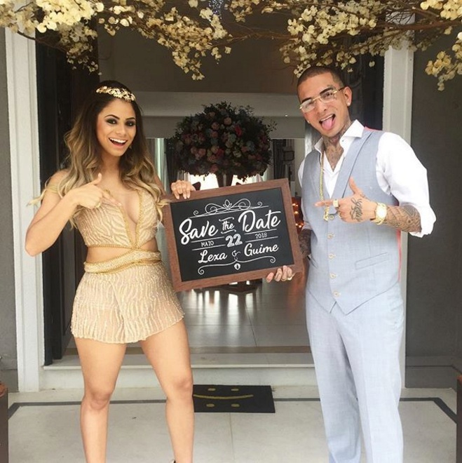 Lexa posta fotos de noivado luxuoso com MC Guimê e look divide opiniões