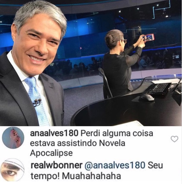 William Bonner dá no olho de seguidora que disse ter assistido novela da Record