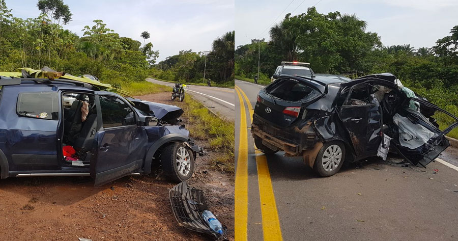 Quatro pessoas ficam feridas após colisão de veículos na BR-174