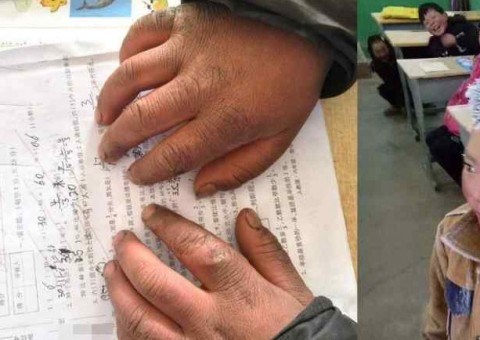 Criança aparece com cabelo congelado após andar por 1h durante inverno para fazer prova