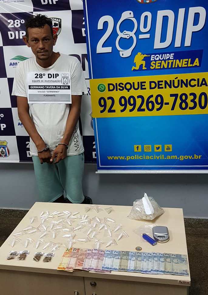 Homem é preso com 37 pinos de cocaína e maconha em Manaus