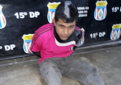 Suspeito de assaltar drogaria é preso após ser baleado por justiceiro em Manaus