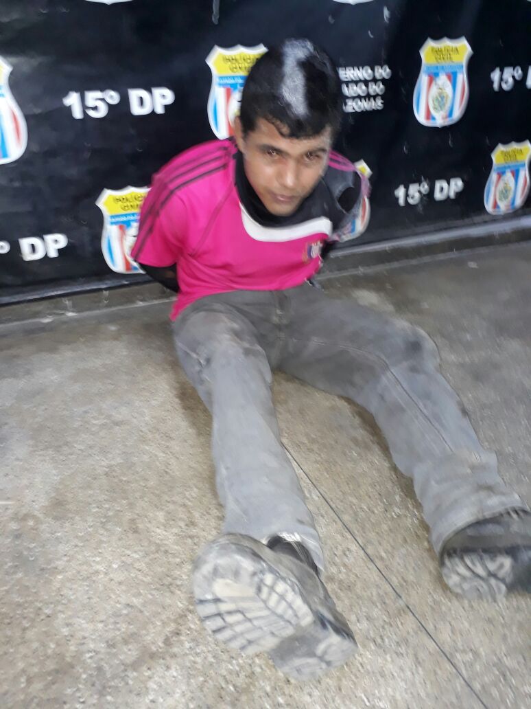 Suspeito de assaltar drogaria é preso após ser baleado por justiceiro em Manaus